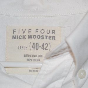 Five Four Nick Wooster Oxford Long Sleeve Button Down Shirt White Mens Size L